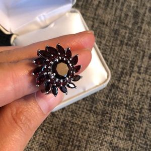 Garnet Flower Ring